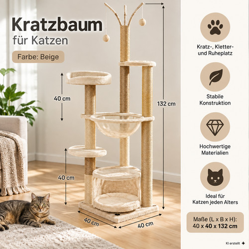 Kratzbaum beige neu - beige, –